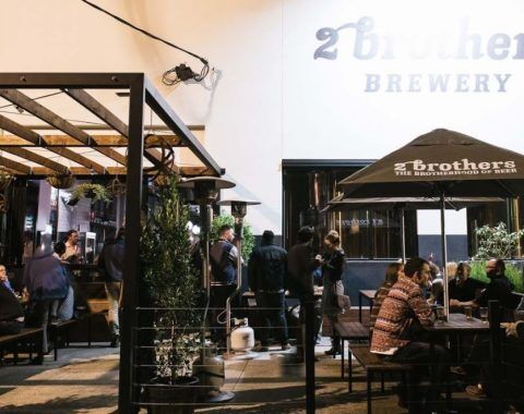 Branded Commercial umbrellas at 2 Brothers Brewery