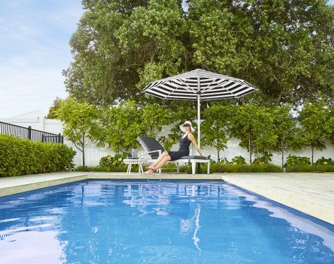 Monaco Premium Patio Umbrella in 3m Octagonal with Black and White Stripe