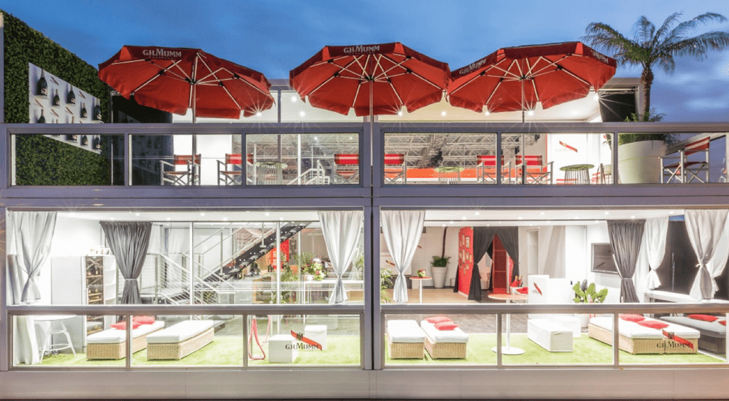 2.8m Red G.H Mumm umbrellas