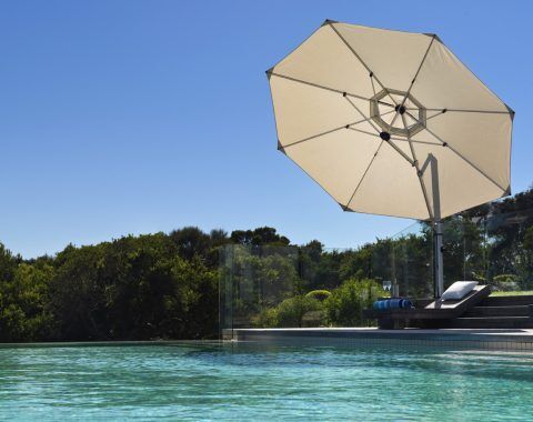 m Oct Natural Eclipse umbrella by pool