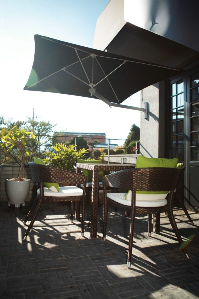 Paraflex 19m Sq Black wall mounted umbrella