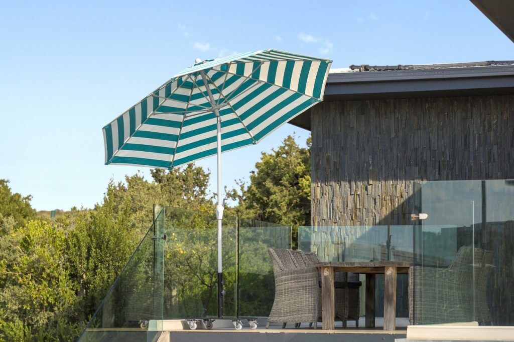 Monterey Auto Tilt Umbrella White& light green