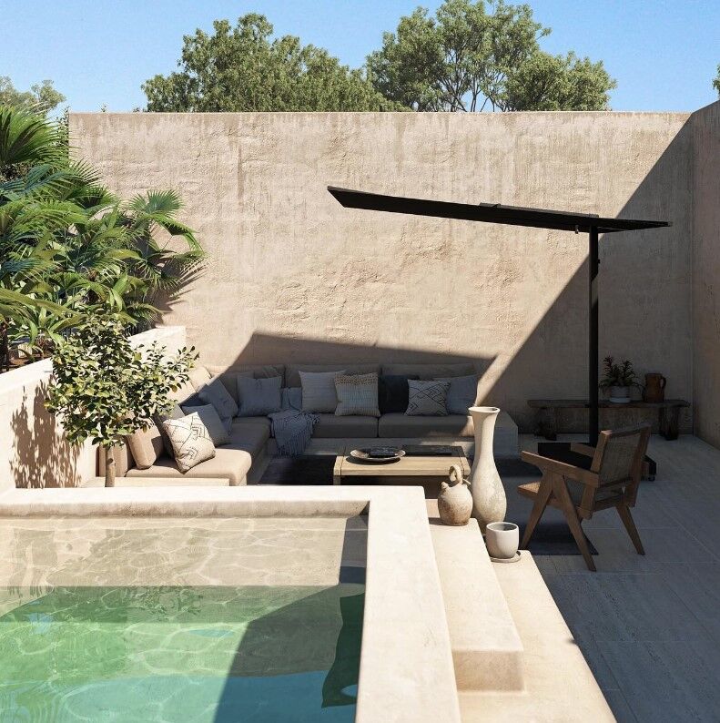 Versa UX cantilever umbrella by pool Umbrosa