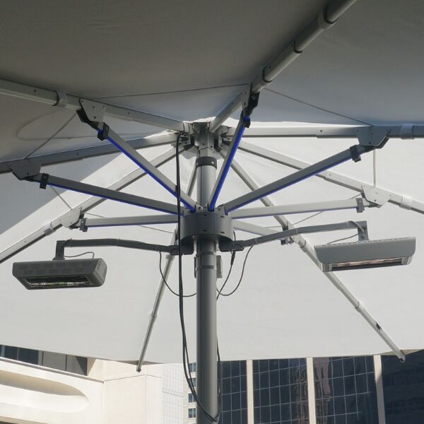 Infrared Heaters installed on umbrella