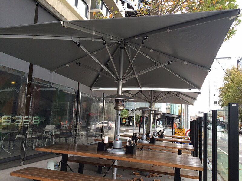 costco patio furniture and umbrellas 10' x 13' Wood-Look Seasons Sentry Cantilever Umbrella